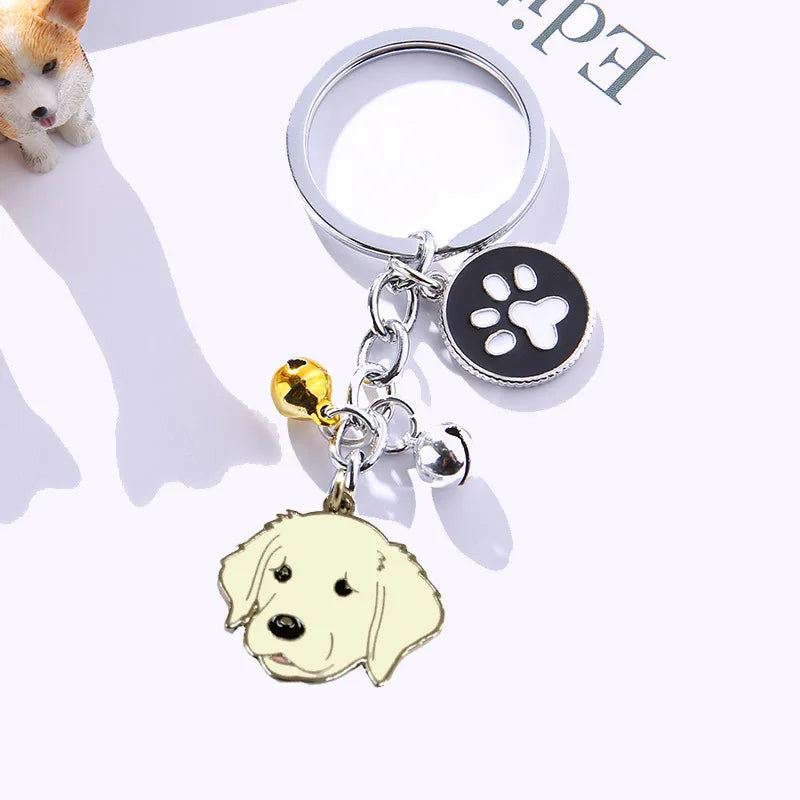 New Popular Cute Metal Dog Key Chain Car For Women Pendant Pet Dog Bell Keychains Jewelry Car Key Ring Party Gift K5222
