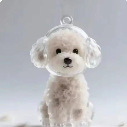 Transparent Cute Dog Pendant Keychain Creative Pet Hair Storage Capsule Hanging Ornament for Pet Lover DIY Pet Memorial Keychain