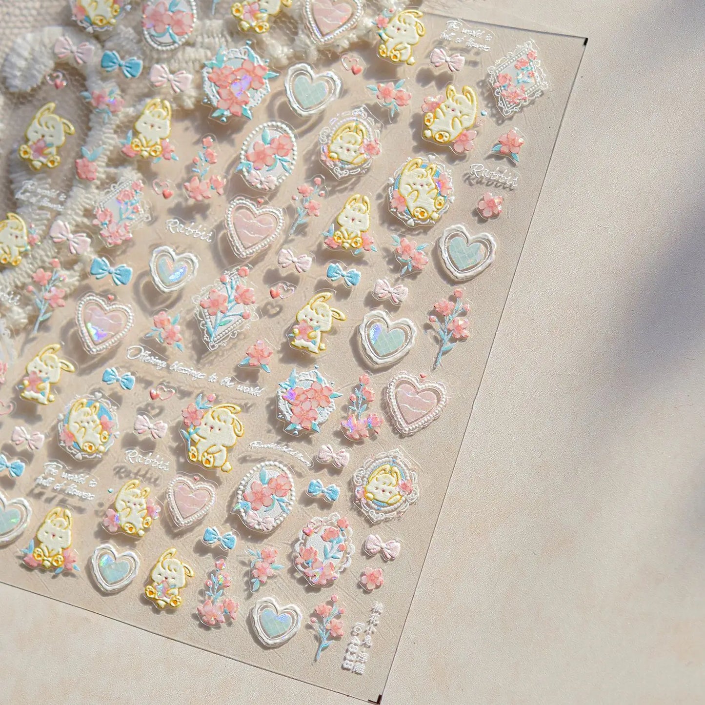 Colorful Balloon Cute Puppy Flower Cherry Bowknot Love Happy Dog Animal Self Adhesive Nail Art Sticker Decoration Manicure Decal