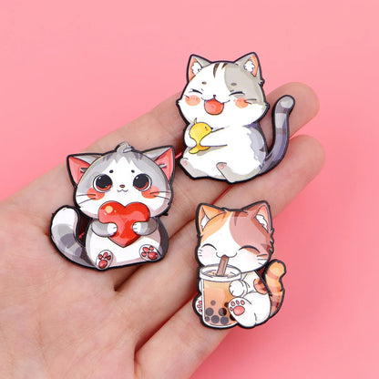 Cute Animals Dogs Cats Enamel Pins Cartoon Frogs Brooch Lapel Pin Badge on Backpack Clothing Accessories Fashion Jewelry Gifts