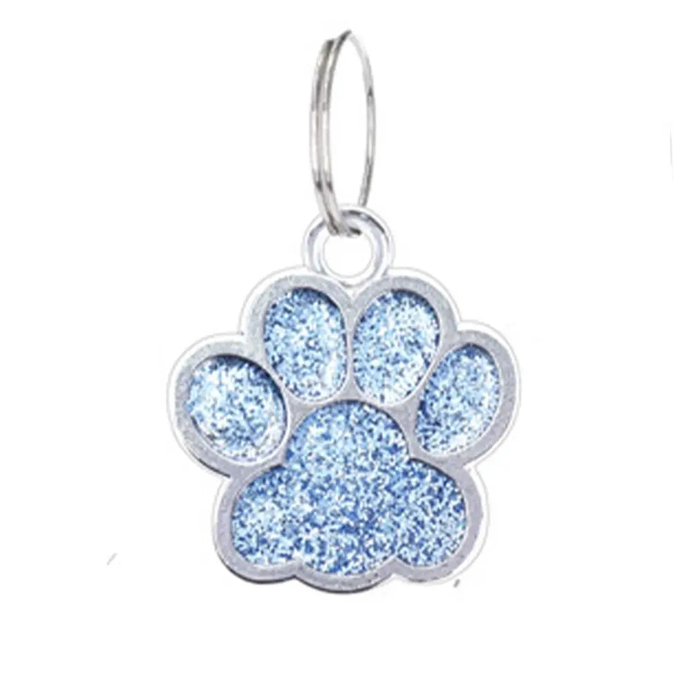 Cat Dog Paw Print Dog Cat Tags Personalized Anti-Lost Pet Glitter Pendant Exquisite with Hook Pet Collar Tag Pendant Kitten