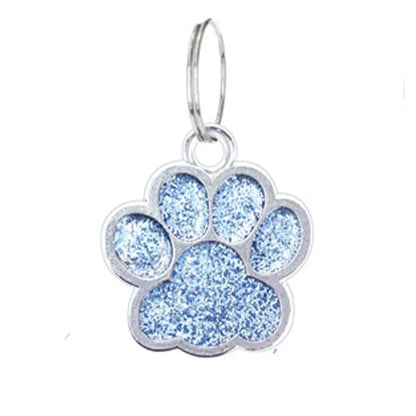 Cat Dog Paw Print Dog Cat Tags Personalized Anti-Lost Pet Glitter Pendant Exquisite with Hook Pet Collar Tag Pendant Kitten