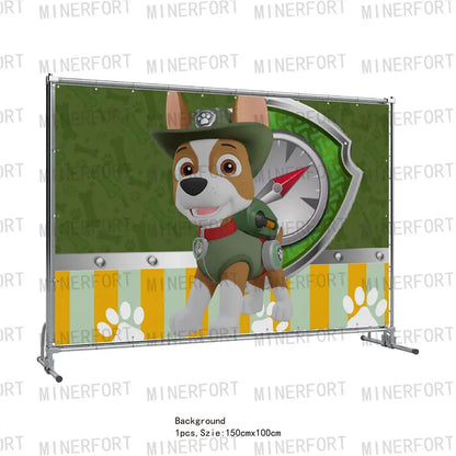 Paw Patrol Dark green dog disposable Birthday Party Decorations Tableware Balloons Birthday Decor Party Supplies Gifts for Boys