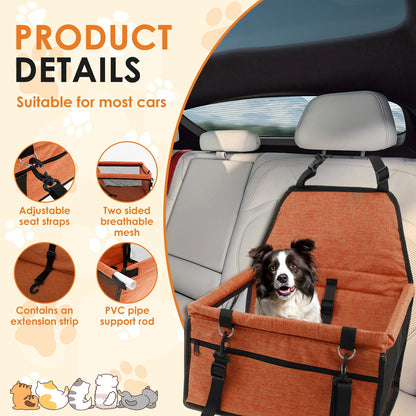 Dog Car Seat Puppy Booster Seat With Safety Lock Scratch Proof Adjustable Strap Travel Car Box for Small to Medium Dog