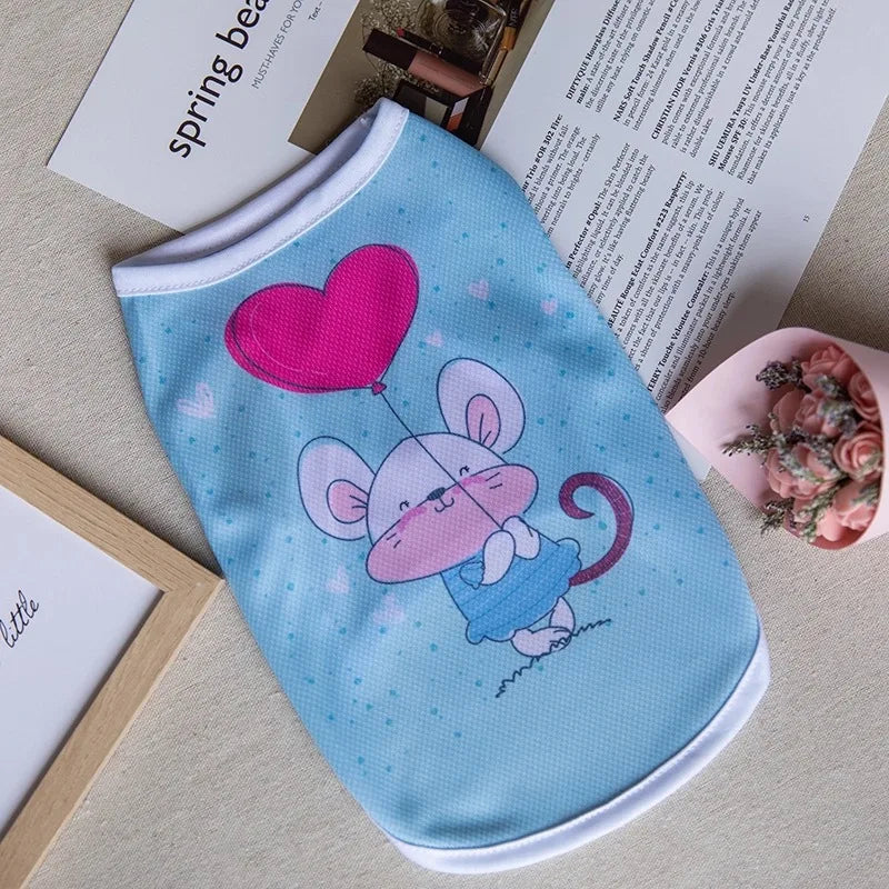 Quick-drying Yorkie Dog Vest Dog Tank Top Summer/Spring Cartoon Hoodie Chihuahua Dog Clothes French Bulldog Puppy Dogs/Cat Shirt