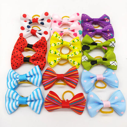 1Pcs Puppy Bow Handmade Movable Pet Dog Grooming Hair Accessories Dog Bows With Rubber Band For Small Dog and Cat Pet Products