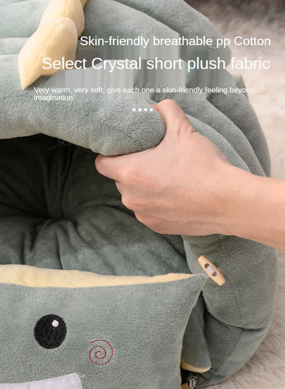 2 In1 Dinosaur Pet Dog House Foldable Cat for Small Dogs Bed Winter Warm Puppy Pads Sofa Removable Sleeping Kennel Nest Products