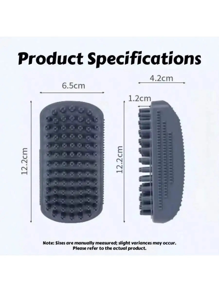 1Pc 3-Head Silicone Bath Massage Brush with Fur Removal for Cats/Dogs - Collects 96% Wet Hair during Washing - Grooming Tool