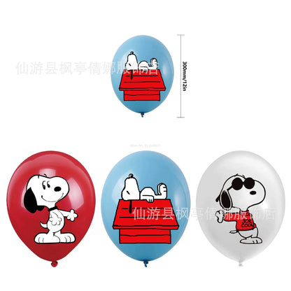 Cute Snoopy Dog Children'S Birthday Party Decoration Set Classic Cartoon Character Flag Pulling Cake Size Label Balloon Set