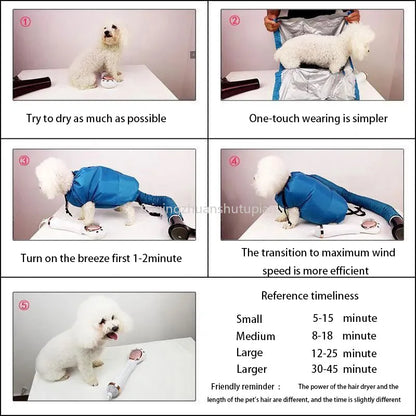 Foldable Pet Drying Bag Portable Efficient Drying Bag for Dog Cats Bathing Hair Drying Grooming Dog Cleaning Small Medium Large