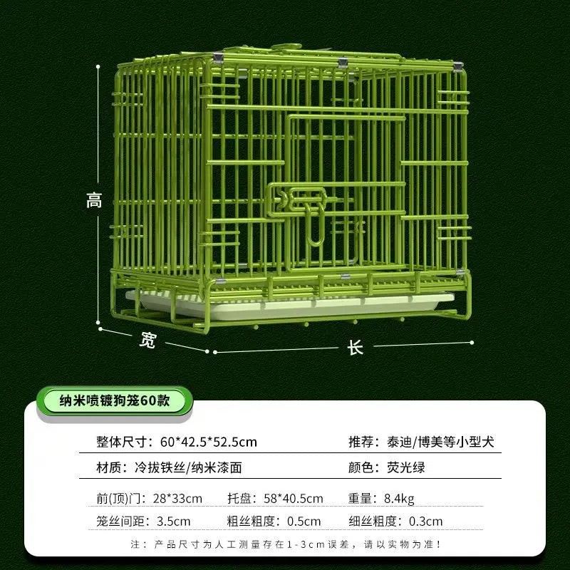 t‌he GREEN MACHINE - Heavy-Duty Foldable Dog Crate with Toilet - Reinforced for Small/Medium/Large Breeds, Indoor Pet Cage with Removable Tray