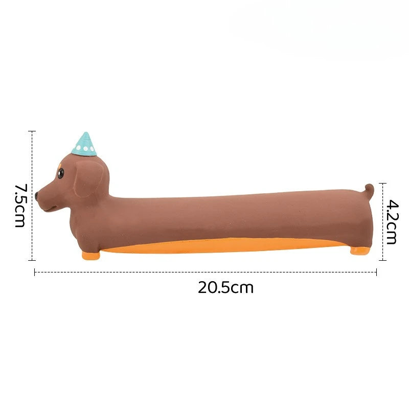 Dog Chew Toy Silicone Simulated Dachshund Modeling Squeaky Interactive Puppy Toy Bite Resistant Dog Accessories