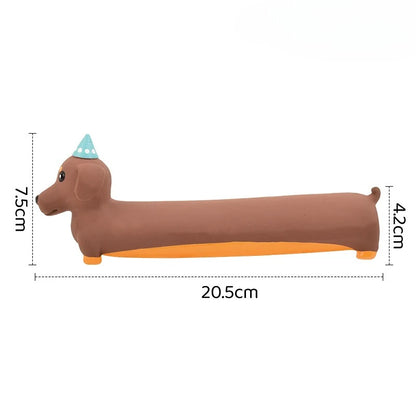 Dog Chew Toy Silicone Simulated Dachshund Modeling Squeaky Interactive Puppy Toy Bite Resistant Dog Accessories