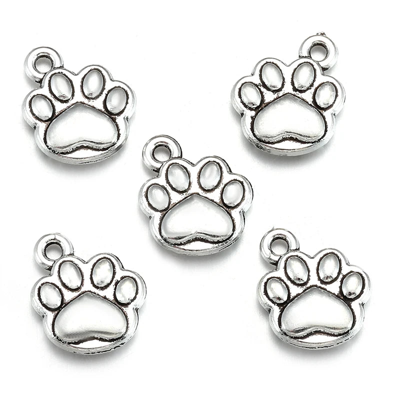 20pcs 6 Colors Dog footprints Charms For Bracelets Necklace Pendant DIY Handmade Jewelry Making accessories 10*12mm D9347
