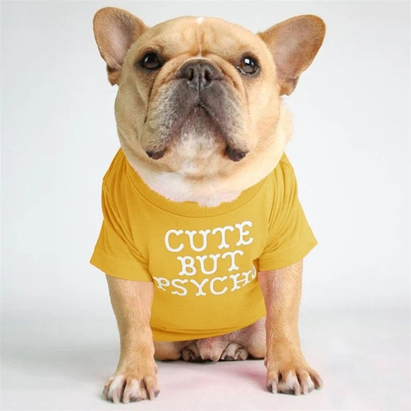 Spring Summer Pet Dog Clothes Round Neck T-shirt for Small Dogs French Bulldog Shiba Inu Puppy Pullovers Letter Print Vest