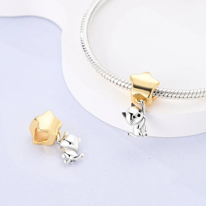 Dog Pet Charms 925 Silver Doggy Paw French Bulldog Bones Beads fit Original Bracelet DIY Fine Jewelry