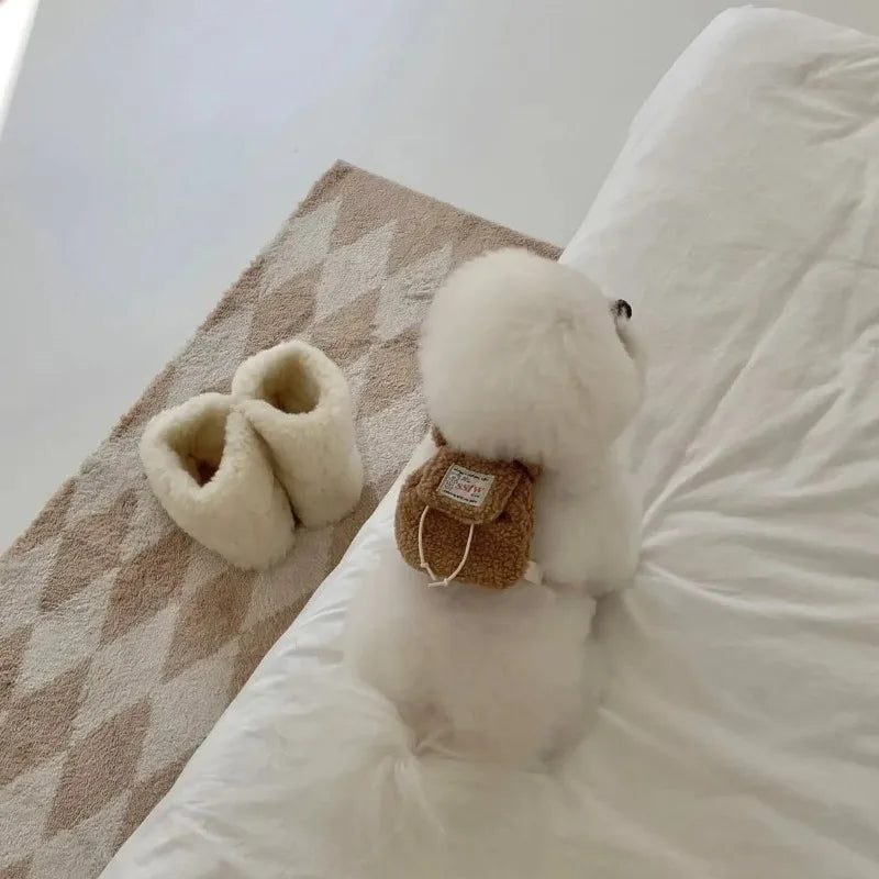 Ins Pet Dog Pet Outdoor Pets Plush Backpacks Backpack Snack Bags Teddy Decorations Dog Accessories for Small Dogs Dog Poop Bag