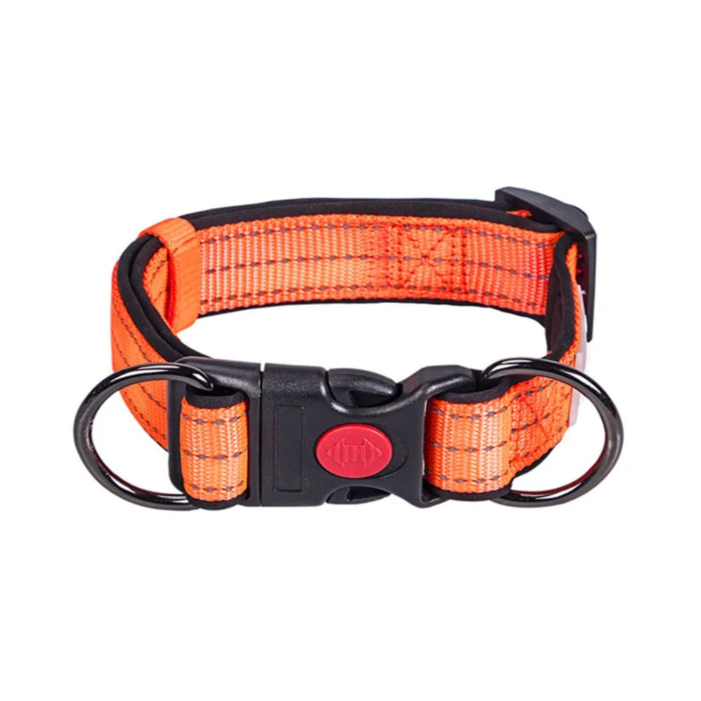 the SAFESTRIDE REFLECTIVE DOG COLLAR - Reflective Padded Dog Collar, Durable Strong Double D Ring, Safety Nylon Pet Dog Collars, Adjustable for Small/Medium/Large Dogs