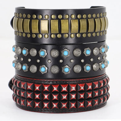 the STUD & SPARK ELITE COLLAR - Luxurious Dog Real Leather Collar, Cool Spiked Studded Pet Collars, Jeweled Leather Dogs Collars, Necklace for Pet Show, Bulldog