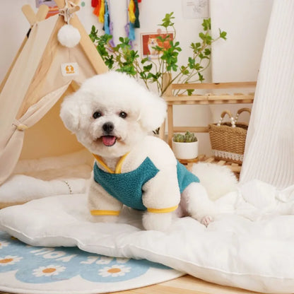 Pet Dog Four Legged Pants Dog Color Contrasting Jumpsuit Autumn and Winter Thick Lamb Fleece Four Leg Puppy Coat Bear Small Dog