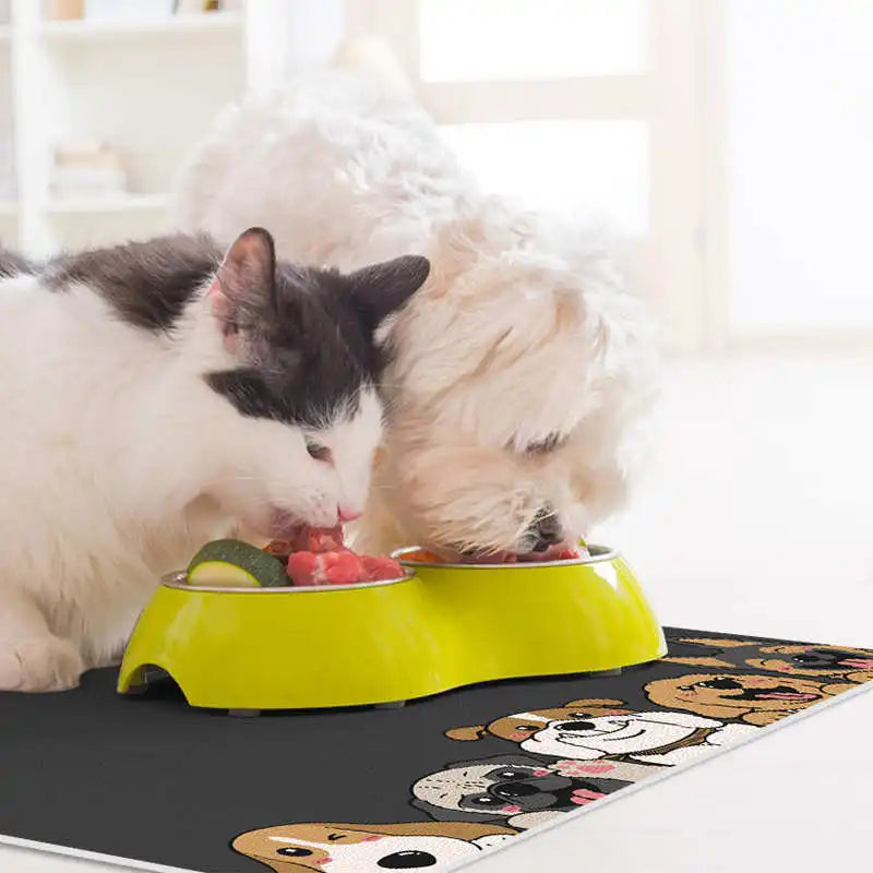 VIKAMA Cute Dog Anti-Dirt Pet Mat-Waterproof, Oil-Resistant, Food-Safe, Quick-Drying, Scratch-Resistant, Easy To Clean