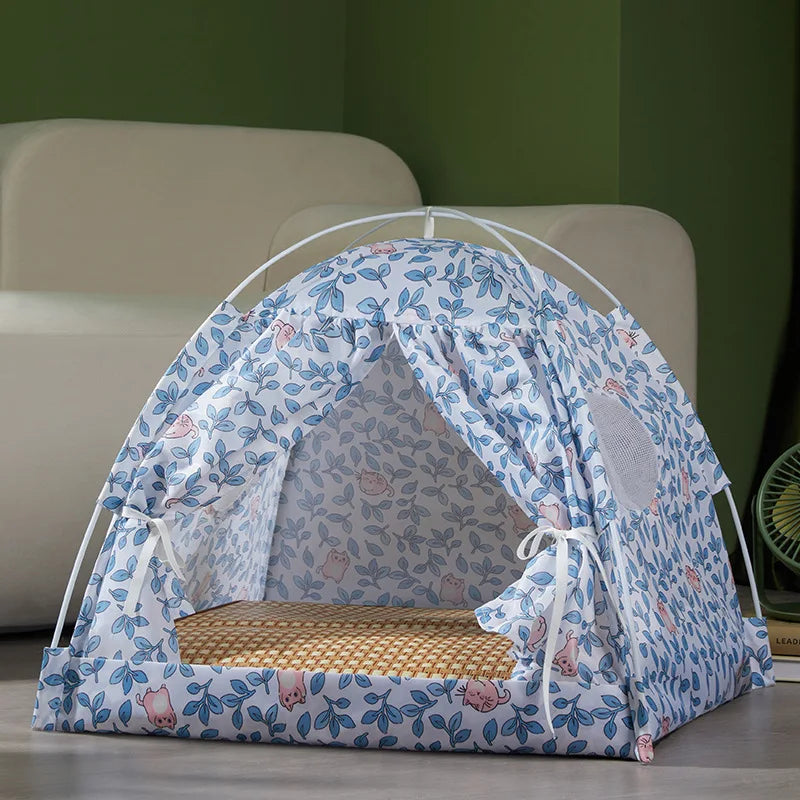 the PRETTY PET TENT - Foldable Outdoor Portable Easy Doghouse, Folding Pet Bed Cage, Pet Tent House