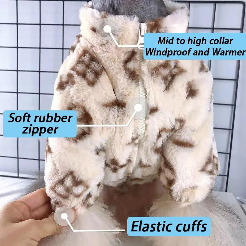 Winter Warm Dogs Coat Leopard Print Small Breed Dogs Clothes Fancy Luxury Coats Puppy Female Schnauzer Pet Clothing Supplies