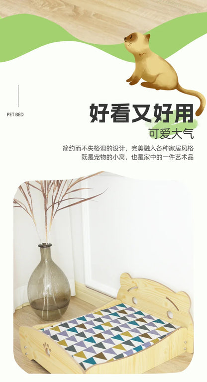 Removable Washable Four-season Universal Princess Nest Pet Dog Wooden Bed with Cushion Nest Teddy Medium and Small Dog Cat Bed