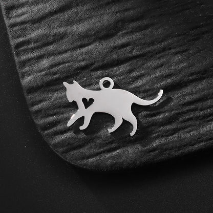 5pcs/lot Stainless Steel Charms Animal Cat Dog Charm Connector For DIY Necklace Bracelet Jewelry Making Supplies Accessories
