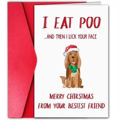 1pc, Christmas Card, Funny Christmas dog Card, Creative pattern card, the best gift for best friends and family