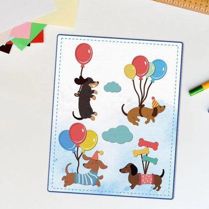 Balloon Dachshund Die Cuts Carbon Steel Die Cuts Cutting Dies Dog Frame Stencils Scrapbooking Embossing Template Dies for Card