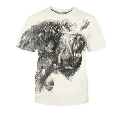 the HUNTING DOG - Hunting Dog Print T-Shirts for Men, Round Neck Short Sleeve Dachshund Graphic Tops, Casual Men/Women T-Shirts