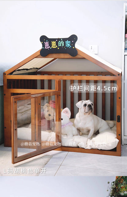the MILKBONE HOUSE - Indoor Solid Wood Creativity Design Special Use Pet Doghouse, Detachable Washable Advanced Light Luxury Large Dogs Big Villa