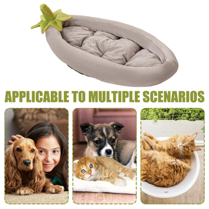Dog Bed Eggplant Small Pet Bed Non-Slip Washable Warm Pet Nest For Garden Crate Travel Home Camping Outdoor Apartment Kennel