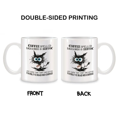 Coffee Spelled Backwards Is Eeffoc Mugs For Cat Gifts Novelty Coffee Ceramic Tea Cups White 11 oz