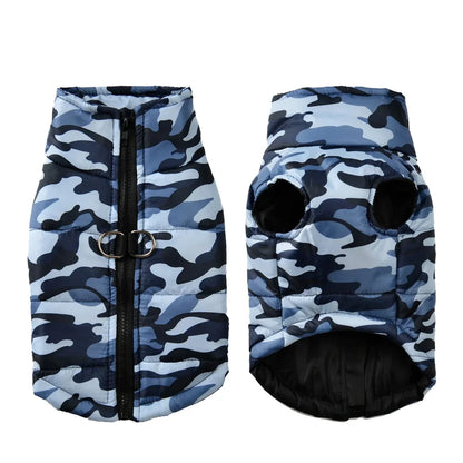 the CAMO COLDFRONT JACKET - Winter Dog Clothes for Medium/Large Dogs, Jacket Waterproof Labrador Coat, Camouflage Print Golden Retriever Outfits, Pet Costume