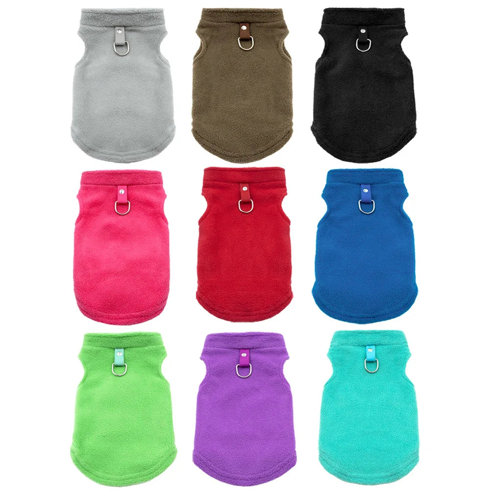 Pet Fleece Vest with Soft and Warm Fleece Sleeveless Design Unconstrained Forelimbs Autumn and Winter Warm Pet Clothing