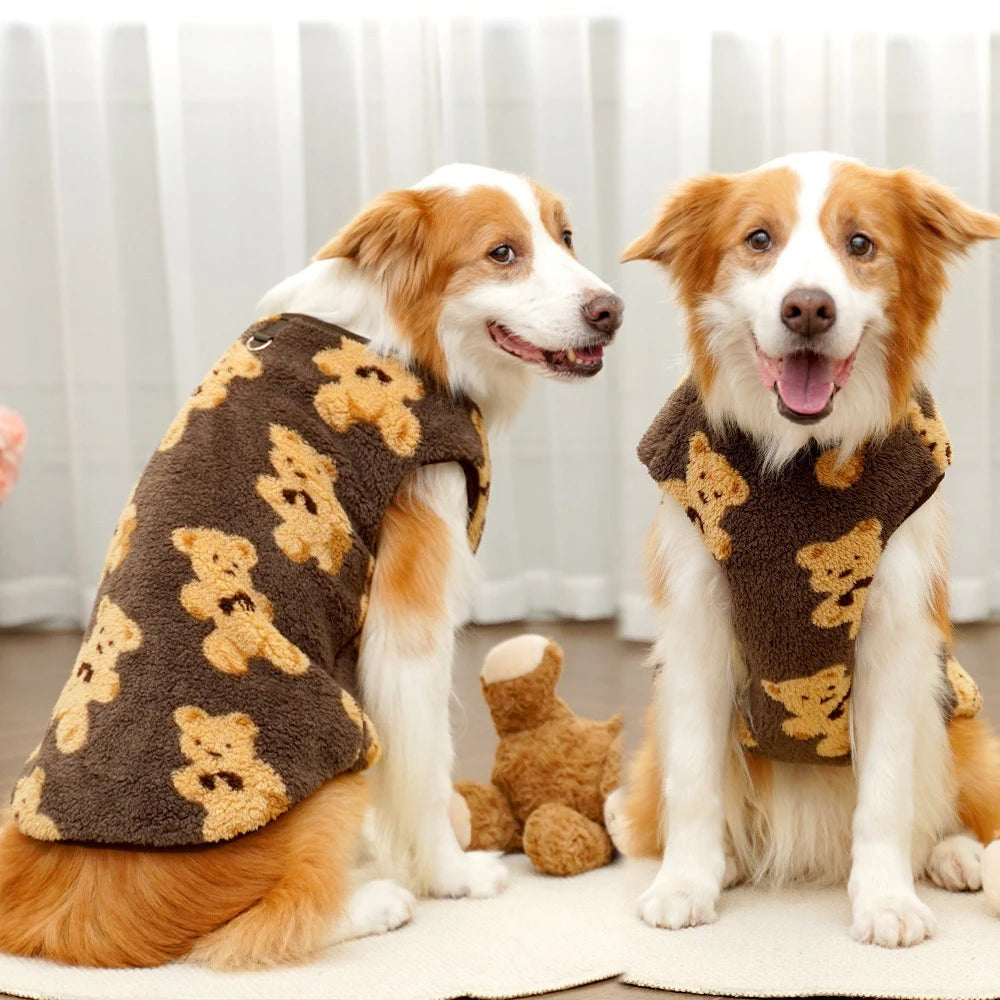 Winter Big Dog Pajamas Cute Bear Pattern Dog Sweater for Large Dogs 3XL-9XL Plush Jacket for Labrador Fleece Warm Pet Pullover