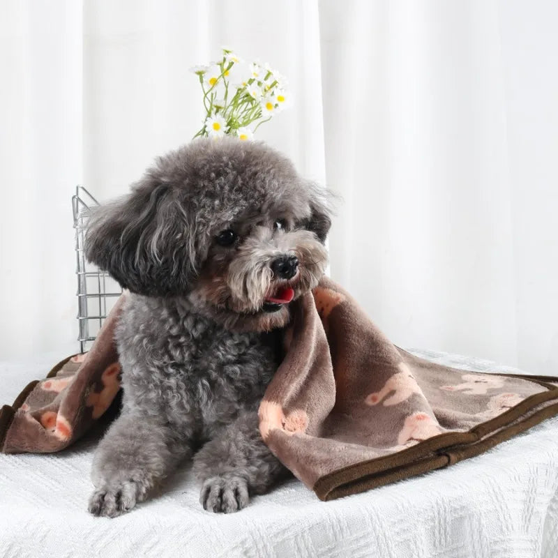 the PAWFLEECE PAWPRINT BLANKET - Soft Fluffy High-Quality Pet Blanket, Flannel Dog Sleeping Blanket, Paw Print Pattern Pet Mat, Warm Comfortable Blanket for Cats/Dogs