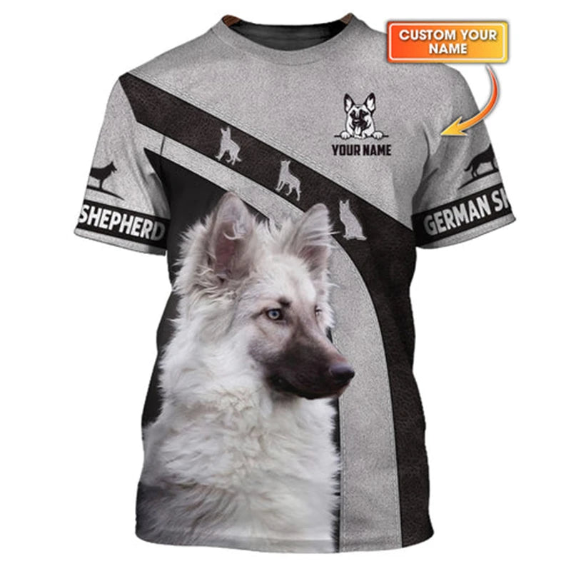 the BEST FRIEND FOREVER - German Shepherd Print T-Shirt for Men, Custom Name O-Neck Short Sleeve Pullover Top, 3D Print Sport Daily Fashion Trend Tee