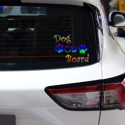 Dog On Board Dog Footprints PVC Decorative Stickers Vinyl Film Cute Funny Decal For Car Body Bumper Rear Window Auto Accessories