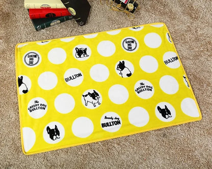 100x75cm Warm Pet Beds Cover Mat Thickened Coral Fleece Dog Blanket Soft BullDog Printed Quilt  Pet Sleeping Blanket Pet Mat