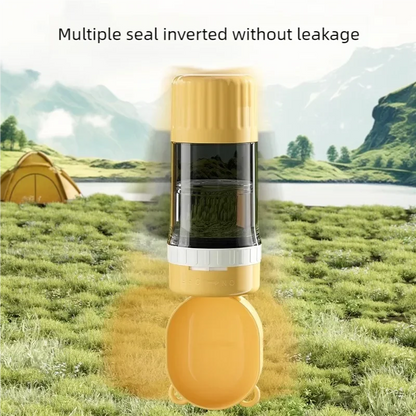 2-in-1 Leakproof Pet Bottle: 400ml Water + 180ml Food | On-the-Go Dog/Cat Travel Bowl for Hiking/Camping | Compact Dual Storage
