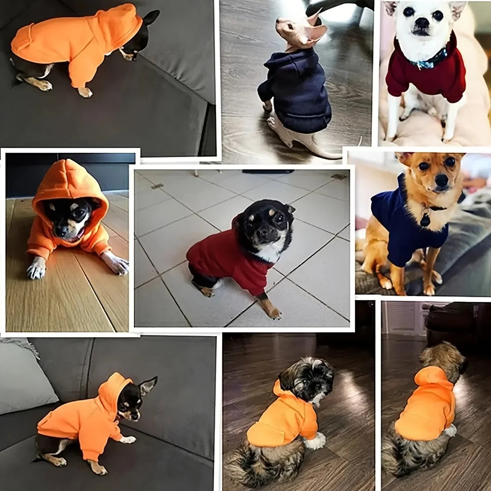 Dog Hoodie with Pockets - Warm Fleece Sweater for Small Dogs Like Chihuahuas (Cozy Coat, Machine Washable, Outdoor & Indoor Use)