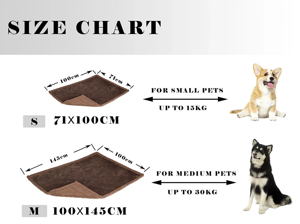 Double-sided Pet Waterproof Blanket ,Soft Thickened Flannel Velveteen Sherpa Blankets for Cats and Dogs Breathable and Anti-grip