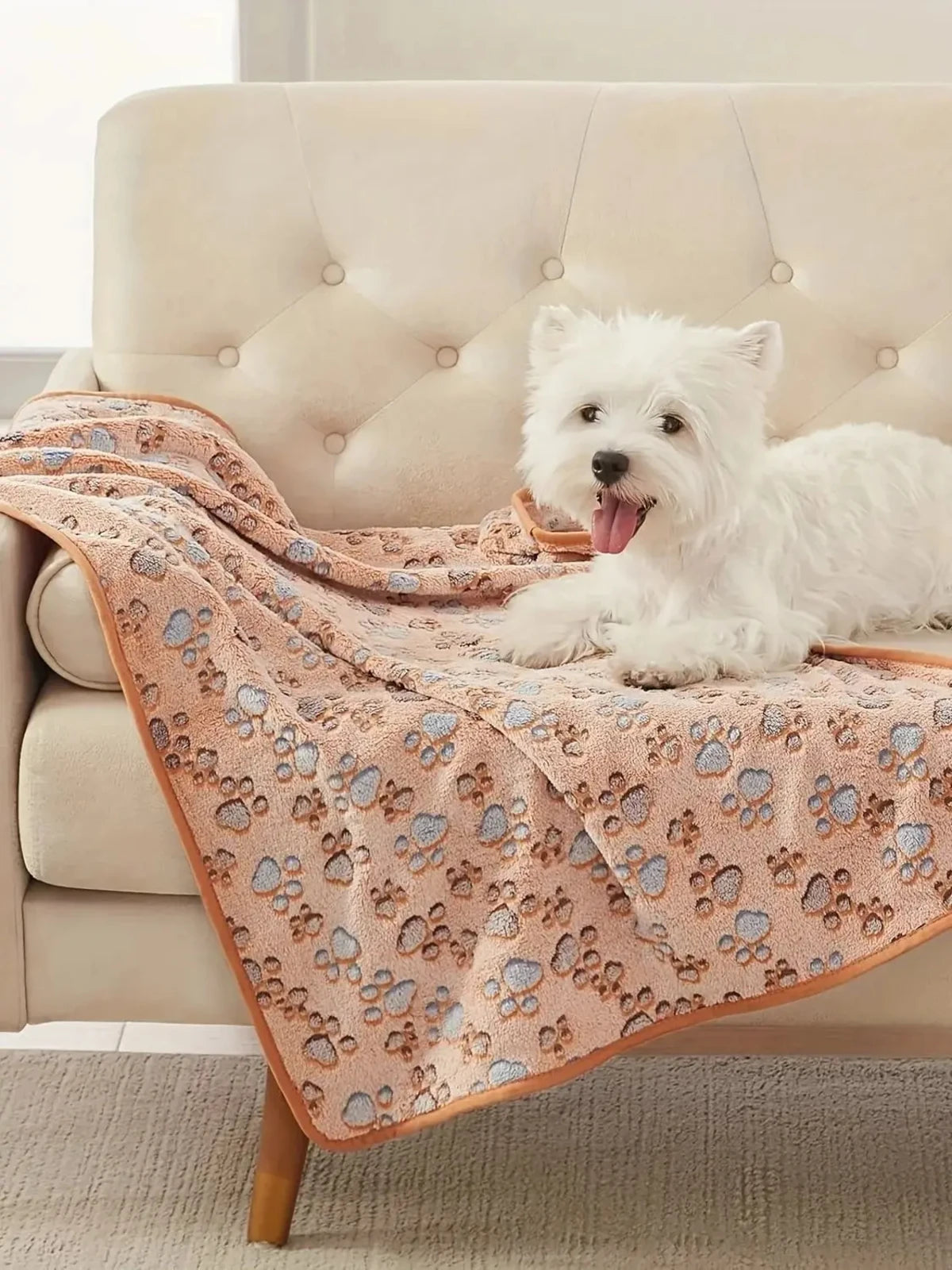 Cute Flannel Pet Blanket Cartoon Dog Paw Print Blanket Pet Mat for Cats and Dogs Warm and Comfortable Blanket for Puppy Kitten