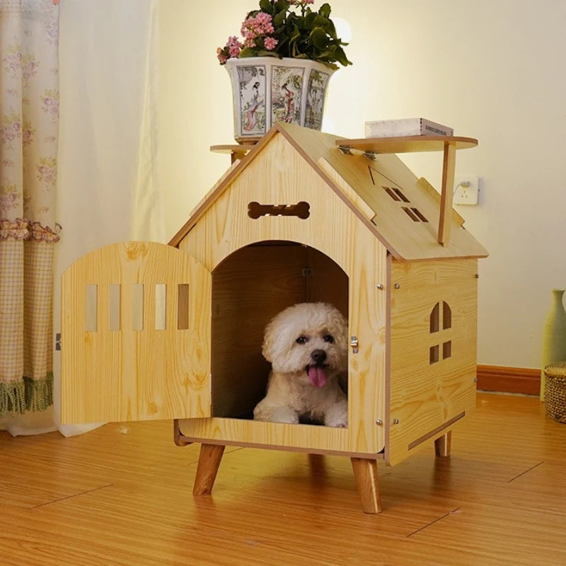 Indoor Dog House Bed Door Small Medium Cat Dog Kennel Outdoor Comfortable Puppy House Inside with Vents Pets Cage Supplies
