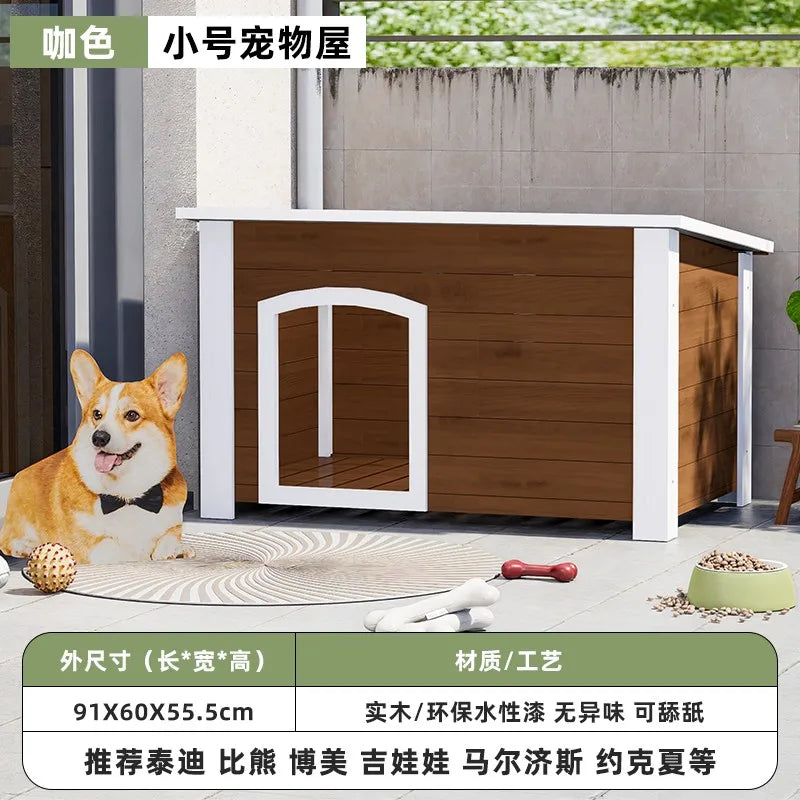 the GOOD DOG DOGHOUSE - Large Dog Kennel, Outdoor Semi-Enclosed Kennel, Winter Outdoor Doghouse, Rainproof and Cold-Proof Luxury Dog Villa