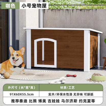the GOOD DOG DOGHOUSE - Large Dog Kennel, Outdoor Semi-Enclosed Kennel, Winter Outdoor Doghouse, Rainproof and Cold-Proof Luxury Dog Villa