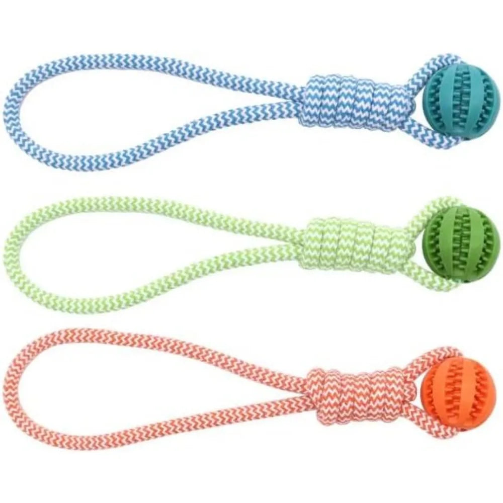Dog Rope Ball Bite Resistance Training Ball with Rope Interesting Puzzle Teething Toy for Molar Teeth Cleaning Boredom Relieving